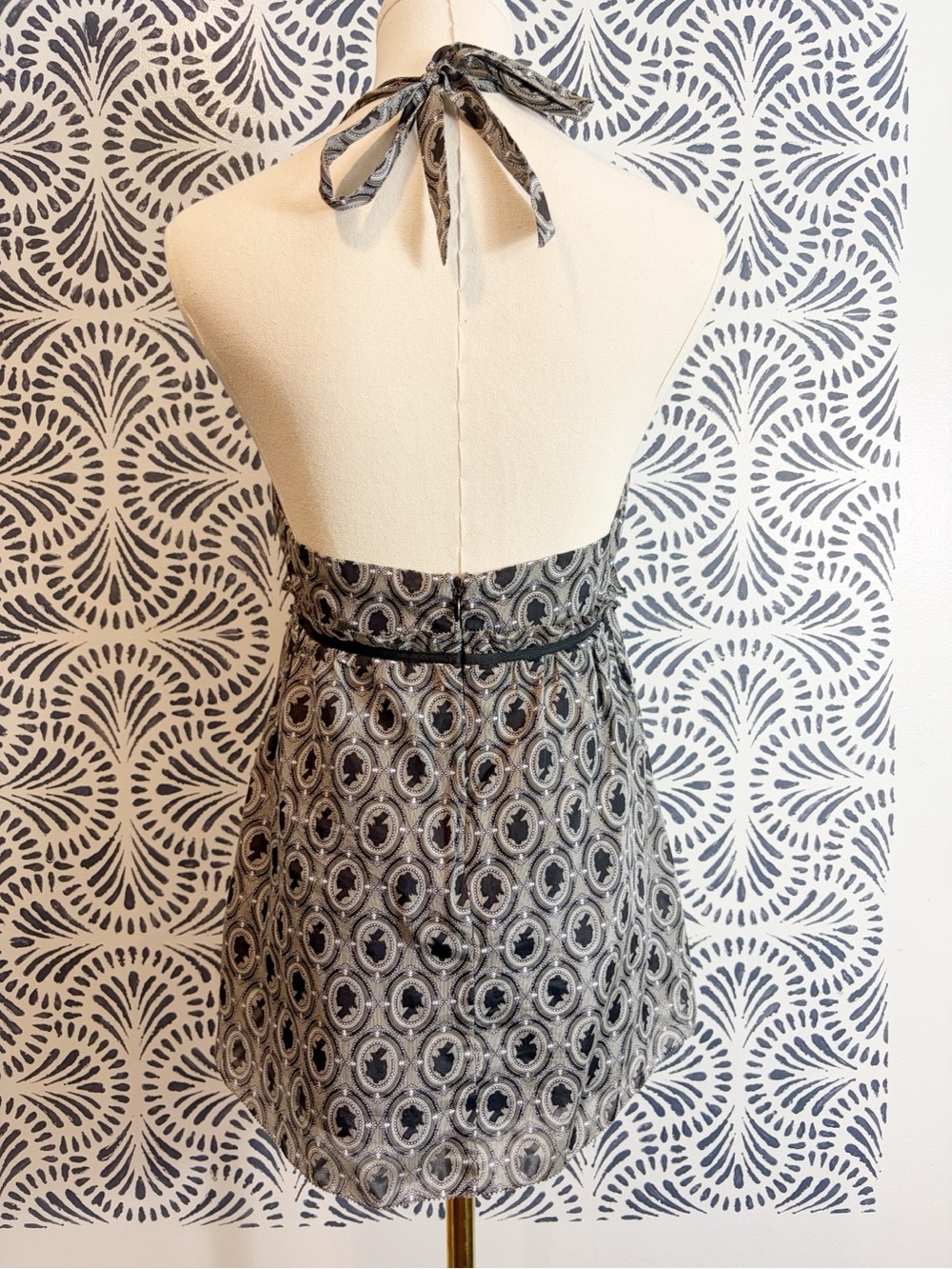 J. Crew Silk Blend Cameo Design Halter Tank Top - Picture 2 of 12